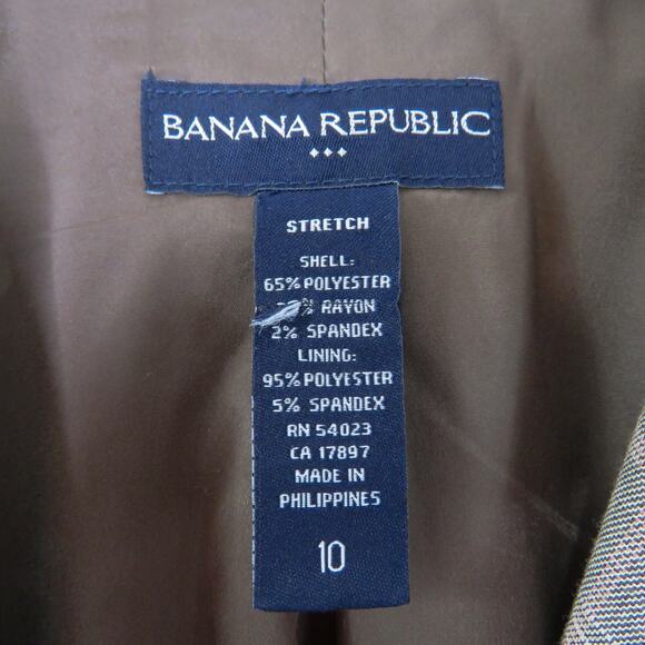 Banana Republic Mocha Brown Plaid Blazer Jacket Size 10 Large Women's - Picture 3 of 4